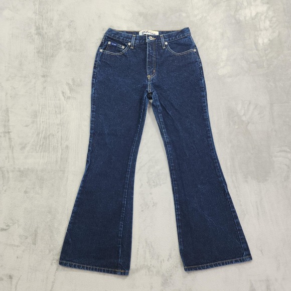 Express Bleus Denim - Vintage Express Bleus Jeans Womens 9/10S Blue Dark Wash Extreme Flare Leg Casual